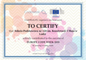 certyfikat Code Week 2018